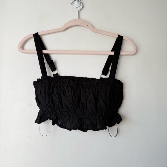 Princess Polly Batson Black Ruched Crop Tank Top 4 - Picture 7 of 10
